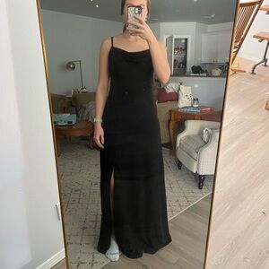 birdy grey black cowl neck bridesmaid dress